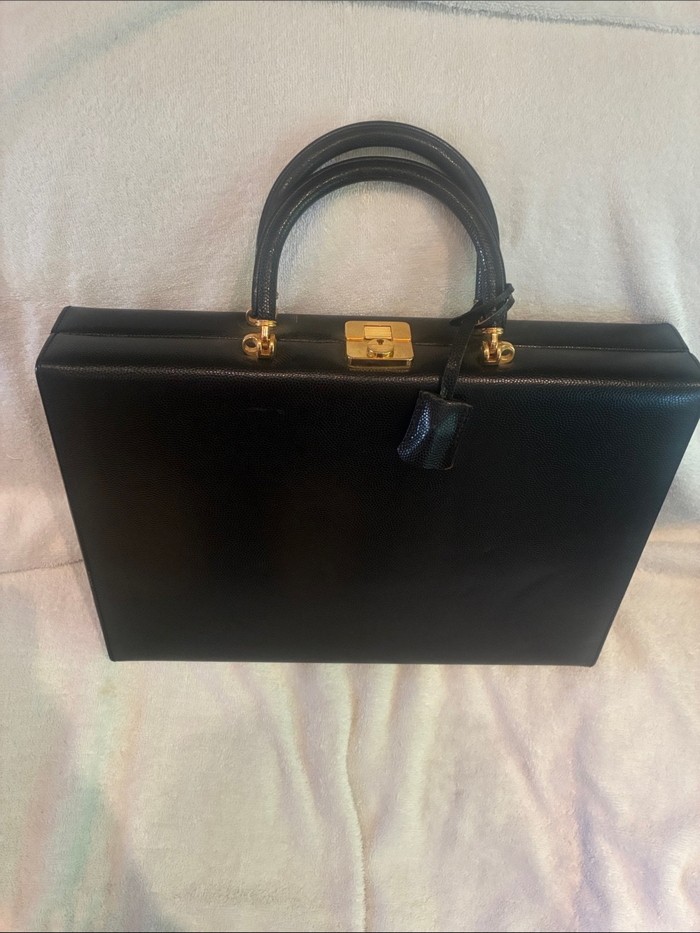 T Anthony Classic Black Structured Top-Handle Briefcase